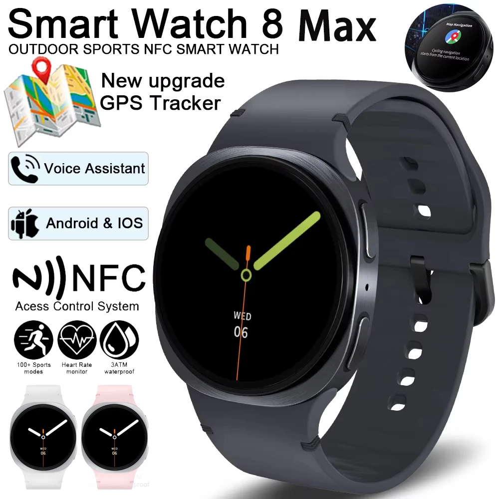 2026 New Watches 8 GPS Track Women Smart Watch Men Women Health Sport AMOLED Heart Rate Bluetooth Call Waterproof Men Smartwatch 1