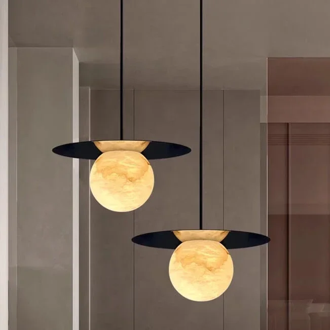 

Люстра из натурального мрамора, роскошная Подвесная лампа из меди, для кухни, гостиной, ресторана, круглые подвесные светильники из мрамора