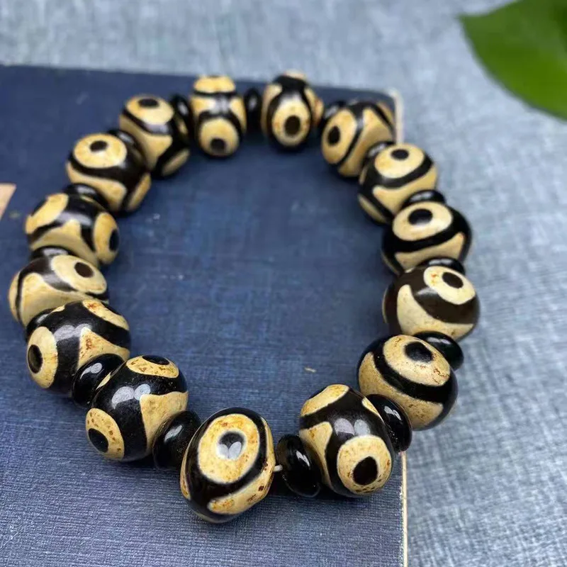 

Natural Tibetan Agate Huang San Abacus Beads Bracelet for Men and Women Ethnic Retro Bracelet