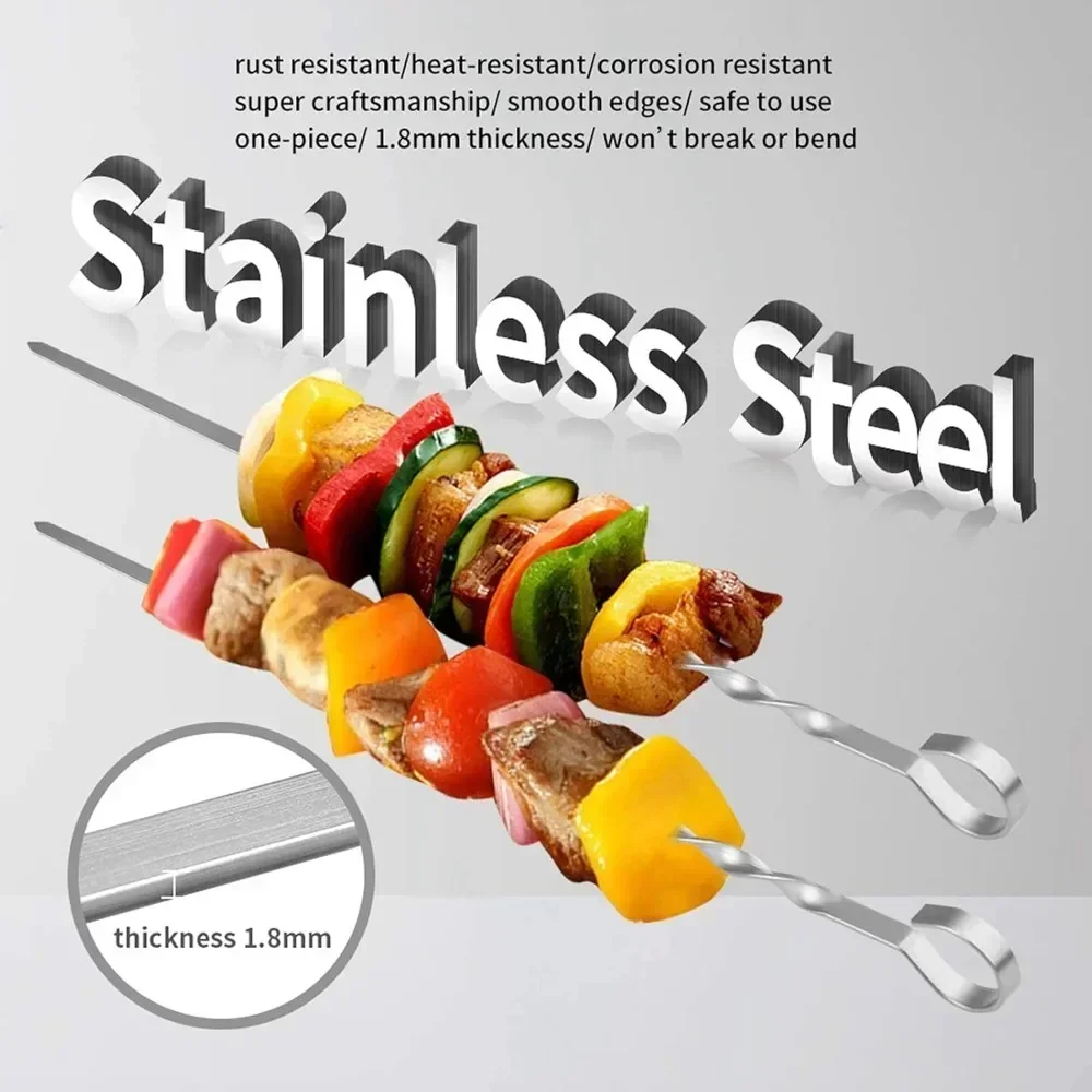 12 Piece Set of Nylon Bags for Barbecue Skewers 39cm Long Steel Skewers for Meat Skewers Used Bonfires or Barbecues barbecue skewers bbq grilling accessories