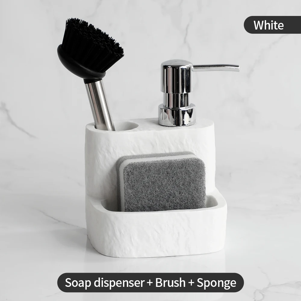 HULISEN 3-in-1 Sponge Holder for Kitchen Sink with Dish Brush