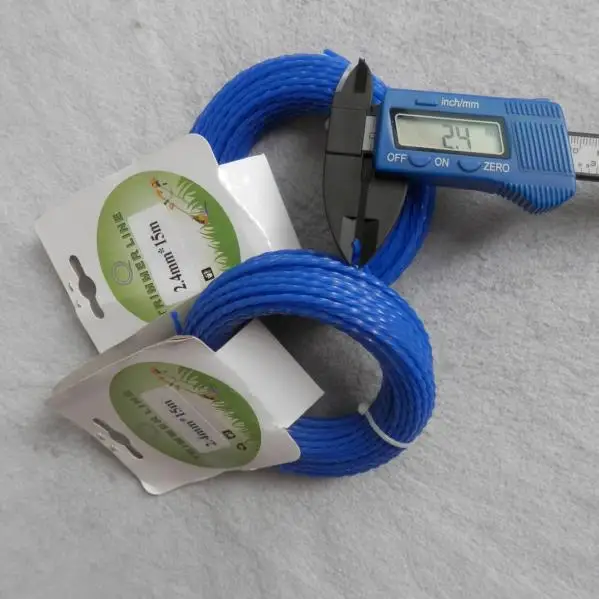GRASS TRIMMER NYLON LINE 2.4MM /0.095" X 15M 50FT SQUARE TWISTED CARD PREMIUM GRADE STRIMMER HEAD CORD WIRE