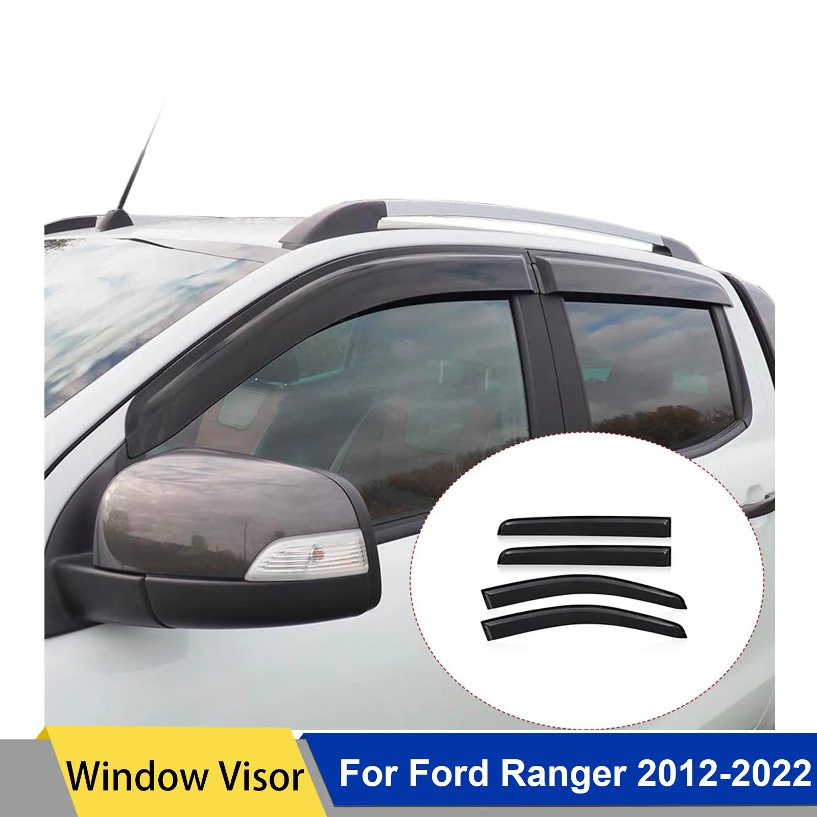 4PCS Car Exterior Door Visor Sun Rain Guards Weather Shield Window