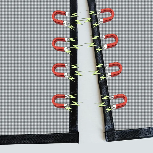 Self adhesive household magnet magnetic screen window black mosquito net mesh window mosquito proof mesh without punching holes 5