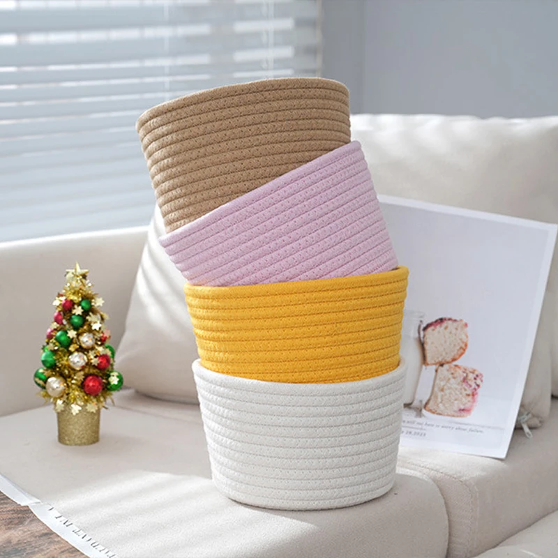 Nordic Woven Cotton Rope Storage Baskets – Stylish Organizer for Toys, Keys, and Snacks