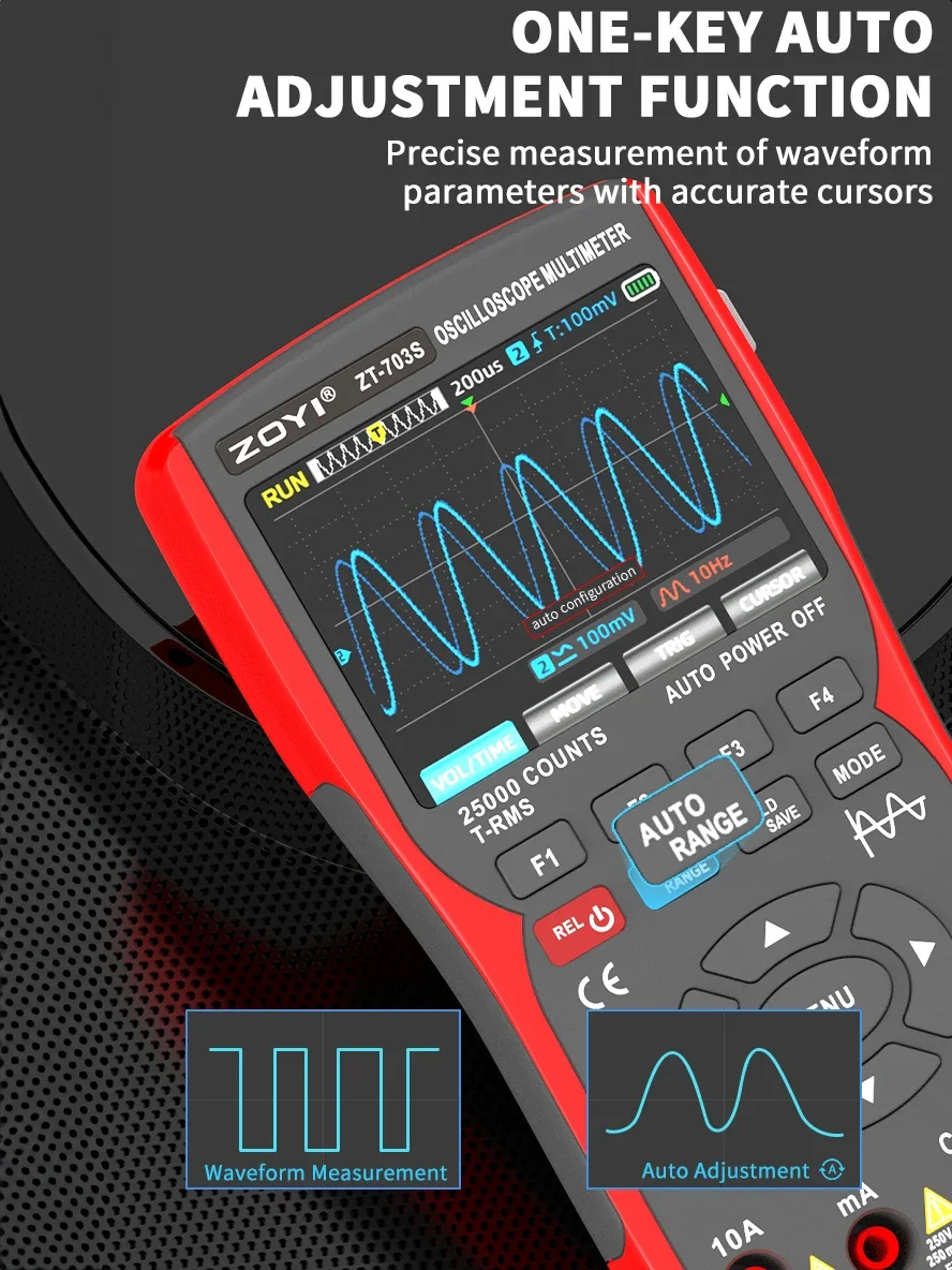 ZT703S Color Screen Handheld Digital Oscilloscope Multimeter Auto Repair Instrument Multi-function Measurement Anti-burn
