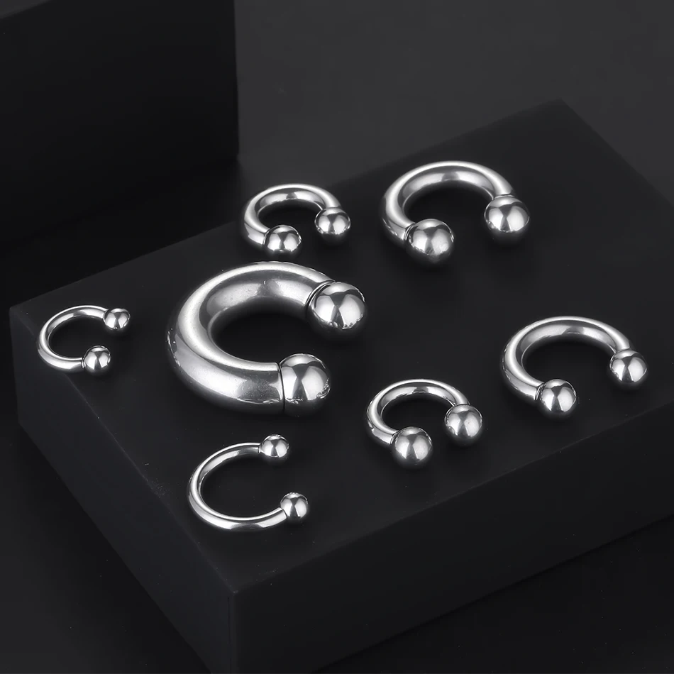 1pc 2/4/6/8g Stahl Hufeisen Nasenring Innengewinde große Ohrring Messgeräte Piercings Nasen Ohr Expander Septum Piercing – Detail 6