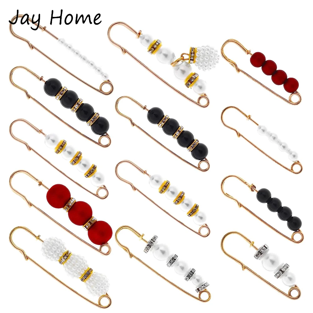 Safety Pins 4/1PCS Heavy Duty Pearl Embellishment Brooch Pin Decorative Sweater Clips for Brooches Decorative Crafts