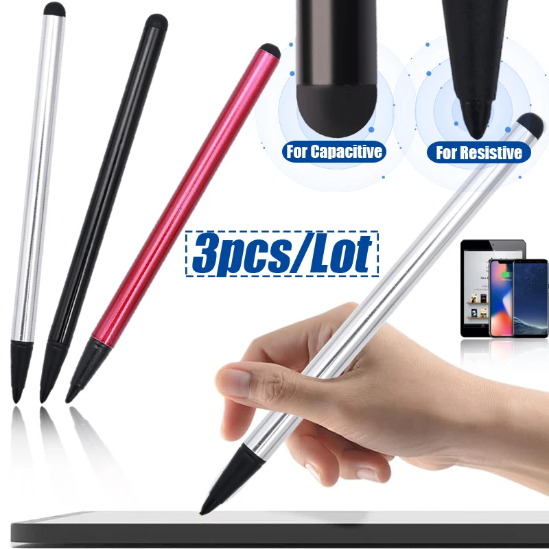 2 penne touch screen, mini pennino universale 3 in 1, pennino touch, pennino capacitivo, penna a sfera con touchscreen, per smartphone, cellulare, per tutti gli smartphone, tablet