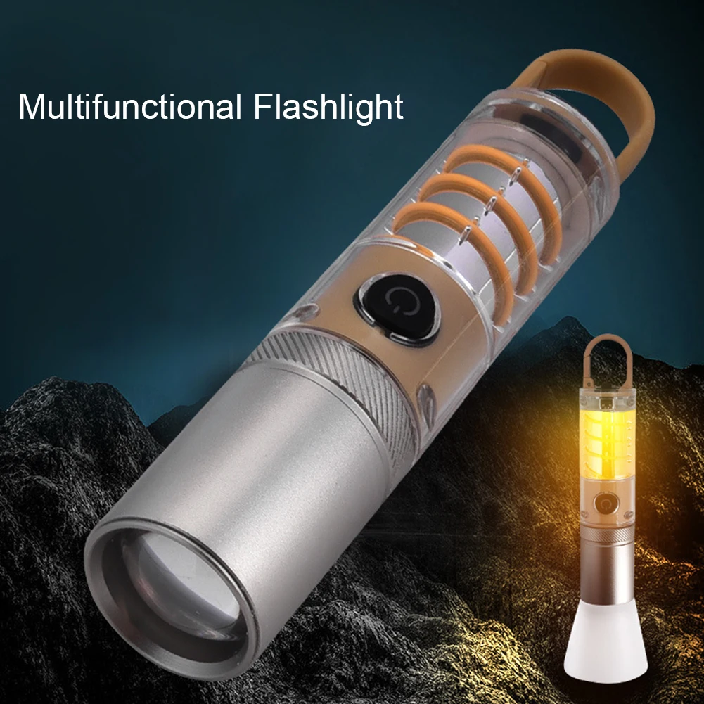 

LED Flashlight 600LM Super Bright 5 Modes Telescopic Zoom Type-C Charging IPX4 Waterproof Camping Lamp For Hiking