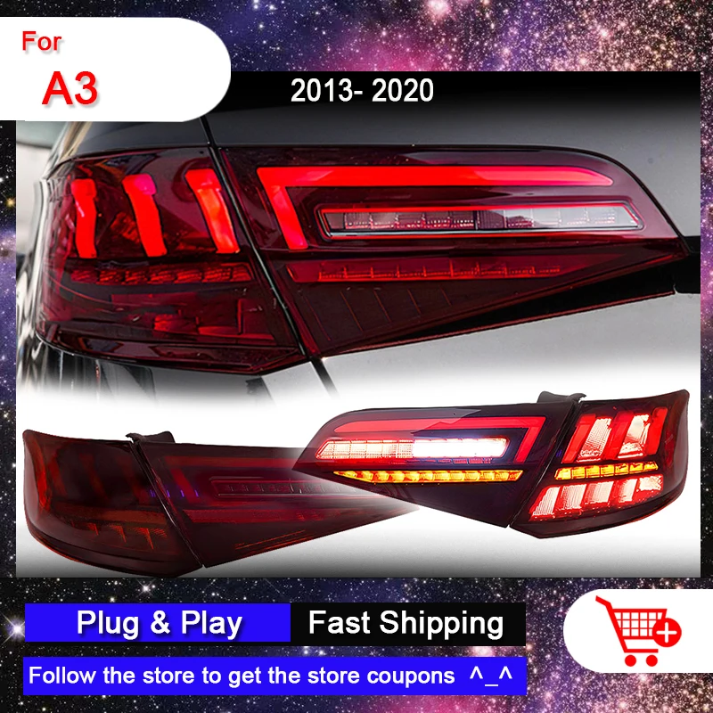 

Taillights For AUDI A3 Hatchback 2013-2020 A3 Sportback Taillights Rear LED DRL Turn Signal Brake Reverse Fog Light Assembly