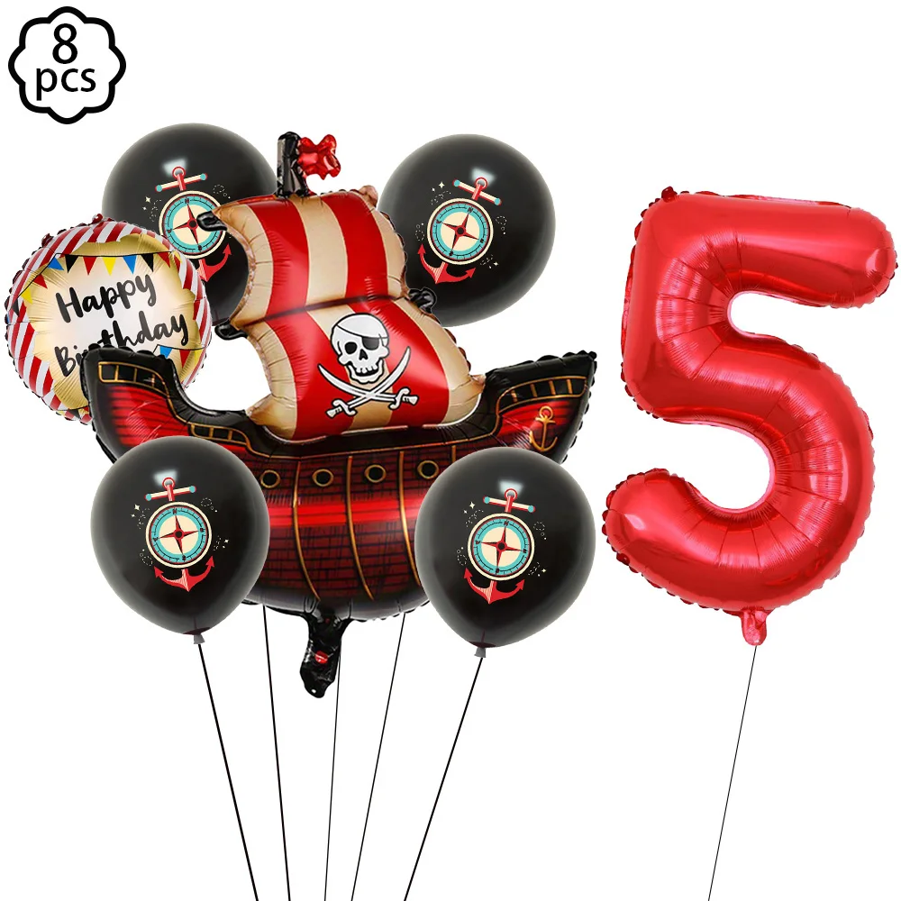 Piraten-Party-Deko Piratenballon-Set Zahlenballon-Deko Kinder Jungen Geburtstag Karibik Piraten-Themen Geburtstagsdekoration Zubehör – Detail 6