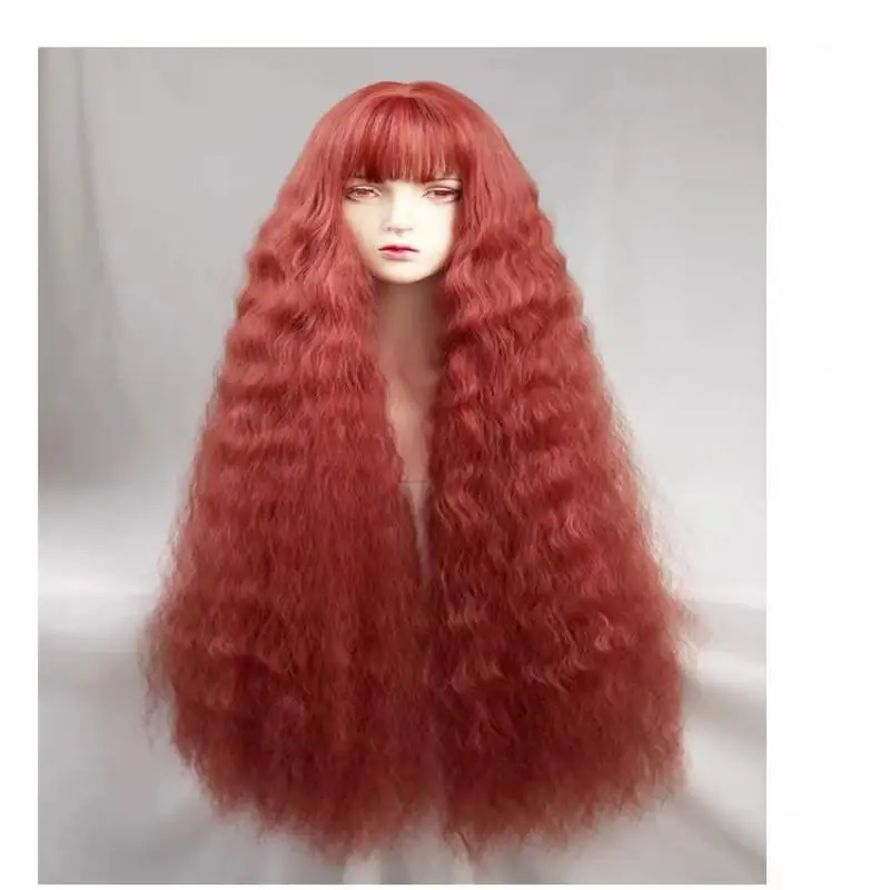 

Female Curly Wigs Halloween Lolita Costume Cosplay Synthetic Hair Red Long