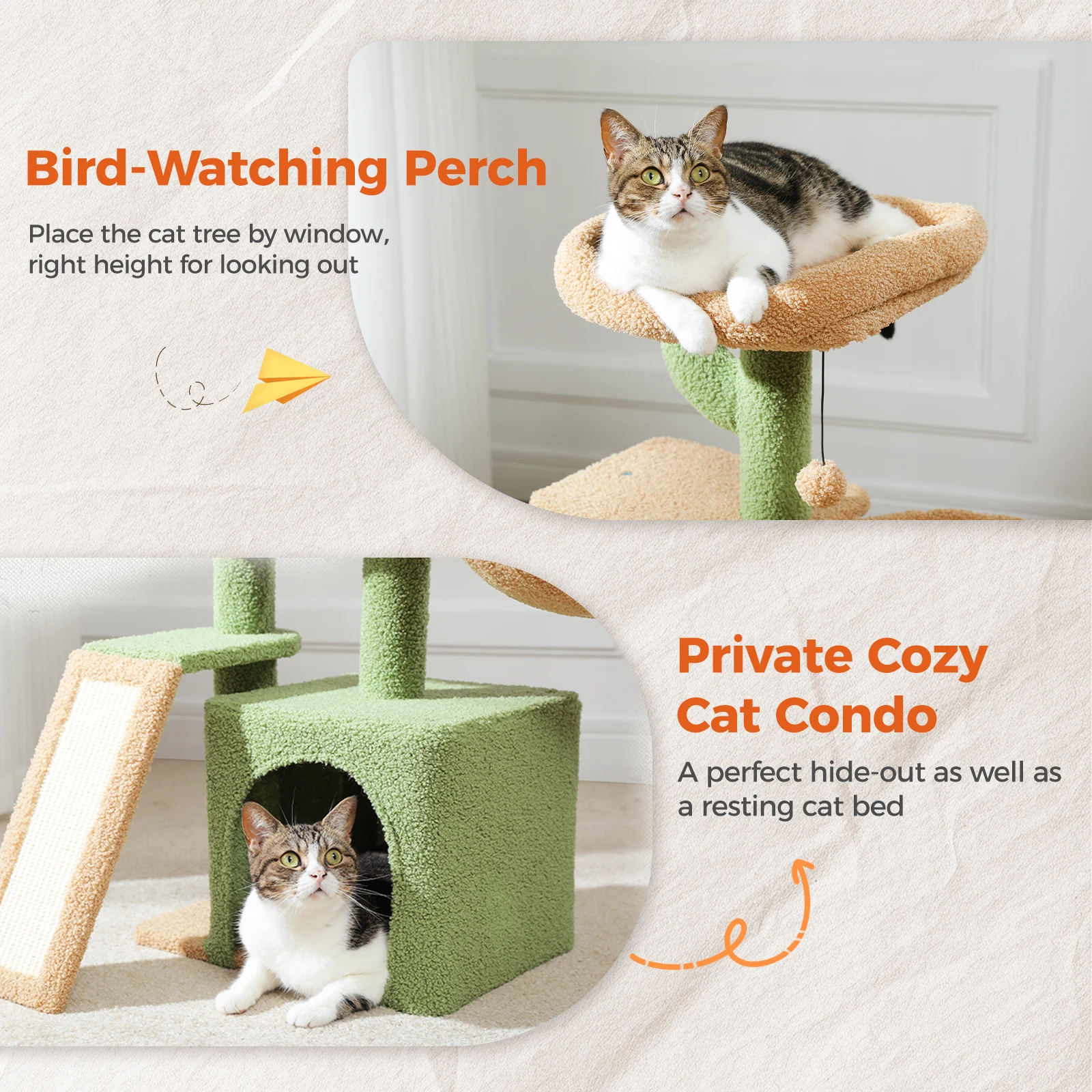 Small Cat Tree for Indoor Cats, Flower Cat Tower with Sisal Scratching Ramp, Cozy Hammock, Removable Flower Top Perch, Cat Condo