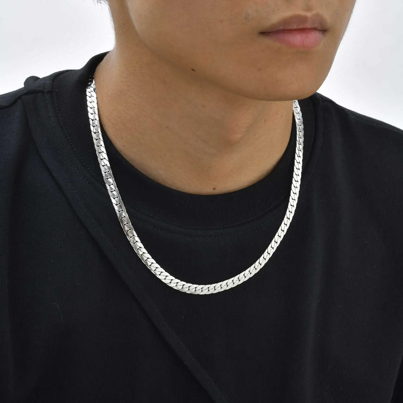 Edelstahl Kubanische Kette Halskette für Männer 6mm Kette Punk Minimalistische Halskette Hip Hop Wasserdicht Schmuck Geschenk 50/55cm – Detail 6