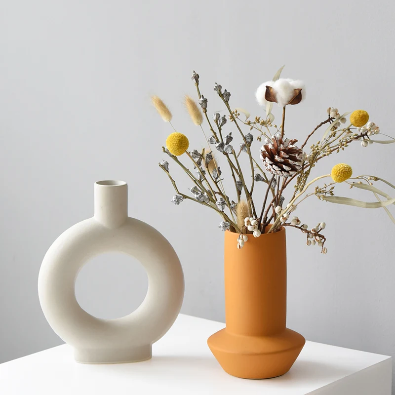 

Nordic Ceramic Vase Minimalist Artificial Flowers Vertiplant Design Table Vase Living Room Vasi Per Fiori Table Household Items
