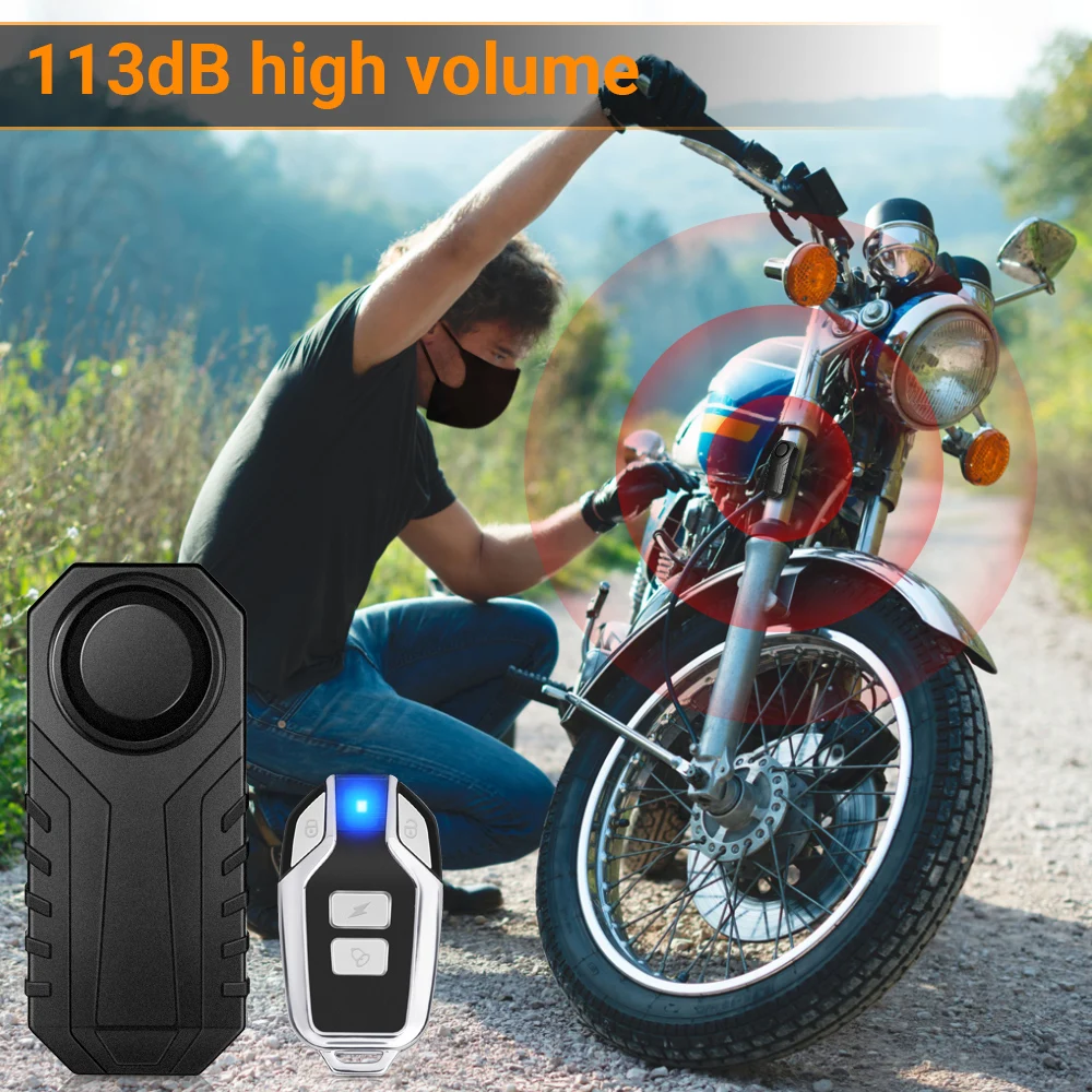 Ouspow Motorcycle Bike Wireless Remote Control Alarm Vibration Sensor 113dB Loud Waterproof Security Alarm