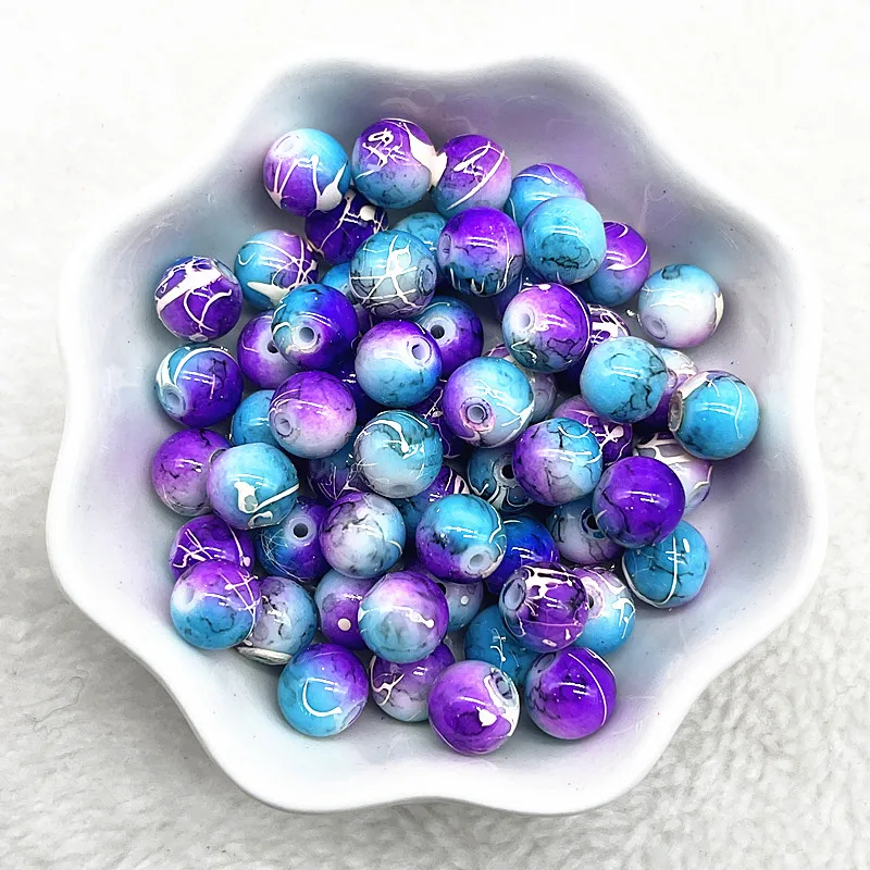 주얼리 제작용 원형 유리 비즈, 느슨한 스페이서 비즈, DIY 수제 의류 액세서리, 4mm, 6mm, 8mm, 10mm 패턴