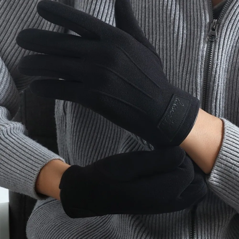 New Plus Velvet Men's Winter Gloves Thick Windproof Touch Screen Glove Warm Gloves Outdoor Cold-proof Gloves