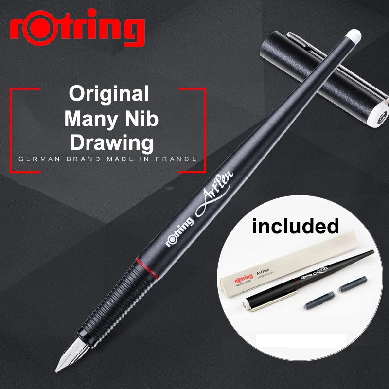 Фото Немецкая оригинальная перьевая ручка Rotring Art EF/F/M/1,5/1,9/2,3 мм, ручка для практики и письма, аксессуары для рукописного письма, деловой подарок №1