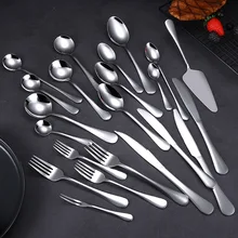 Western Cutlery Stainless Steel Tableware Coffee Stirring Spoon Cake Spatula Hotel Knife Fork Spoon Set Kitchen Steak Knife