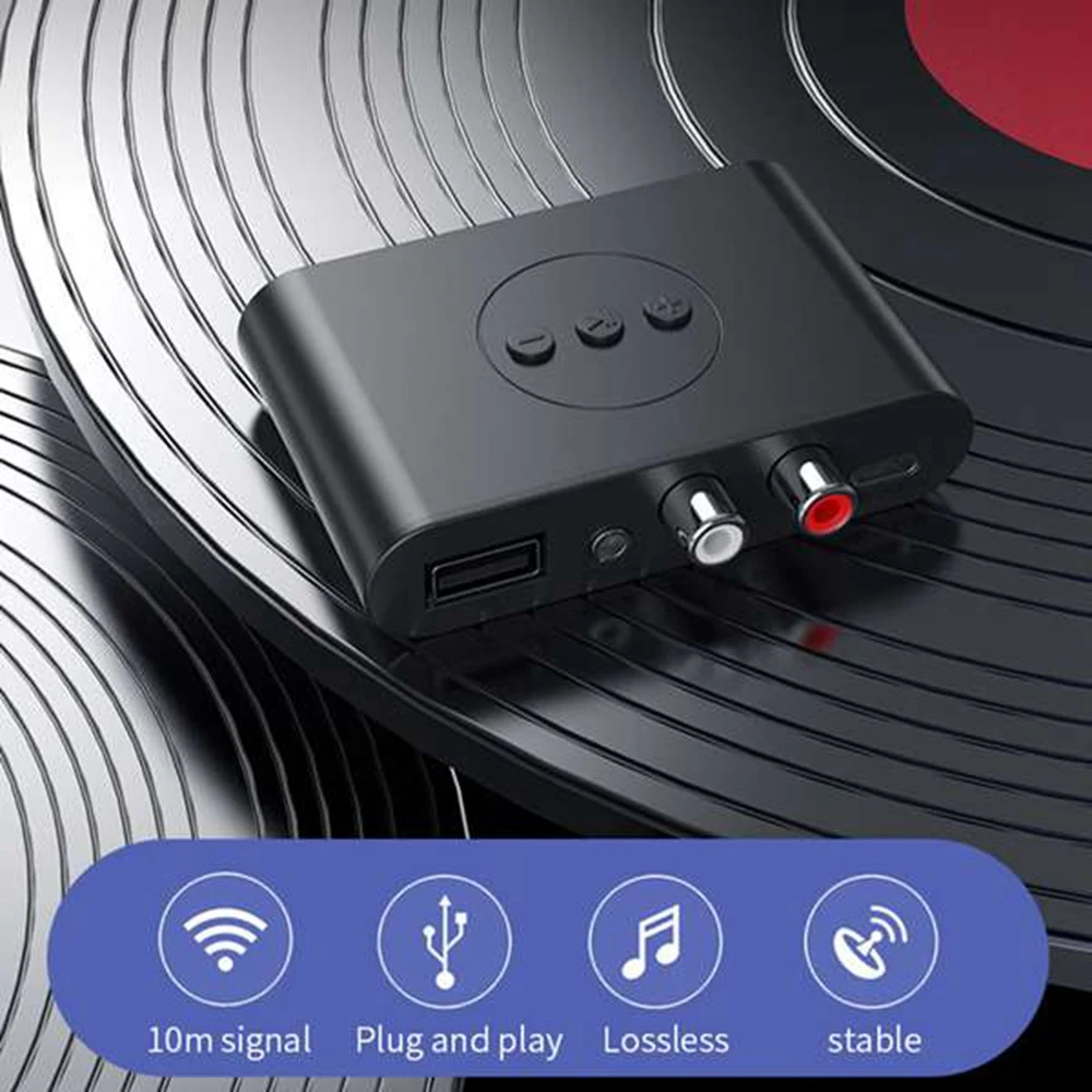 Bluetooth 5.2 Audio Receiver NFC USB Flash Drive RCA 3.5mm AUX USB Stereo Music Wireless Adapter with Microphone