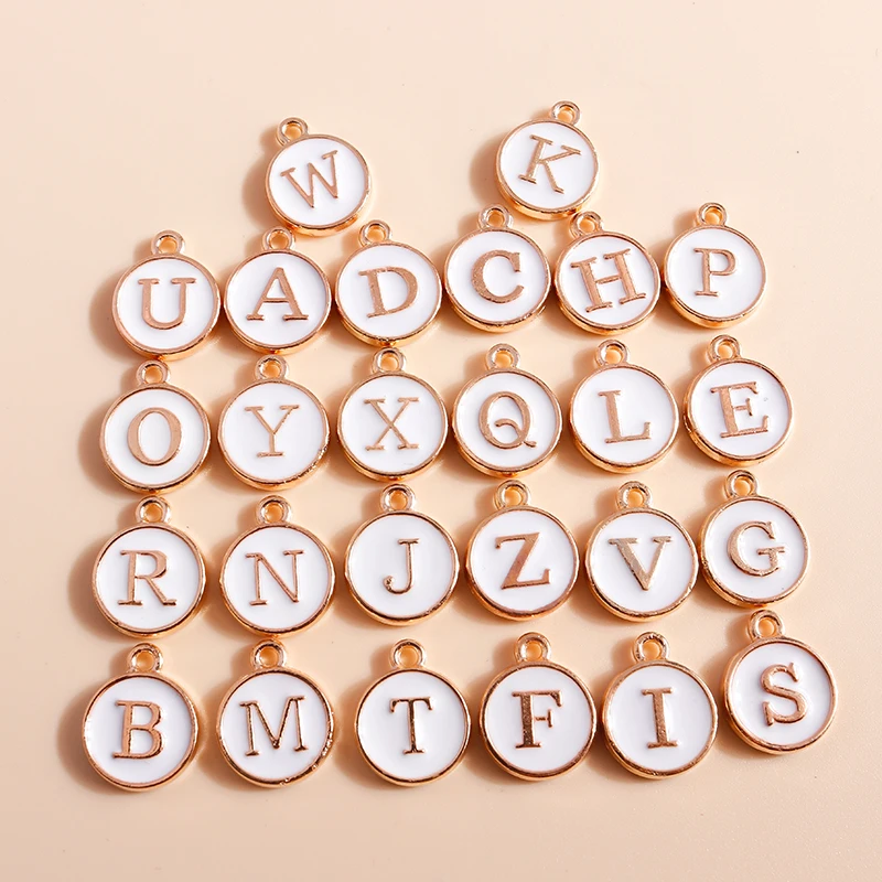 20개 12x15mm 귀여운 에나멜 알파벳 A-Z 26자 참 장식품, 쥬얼리 제작용 귀..