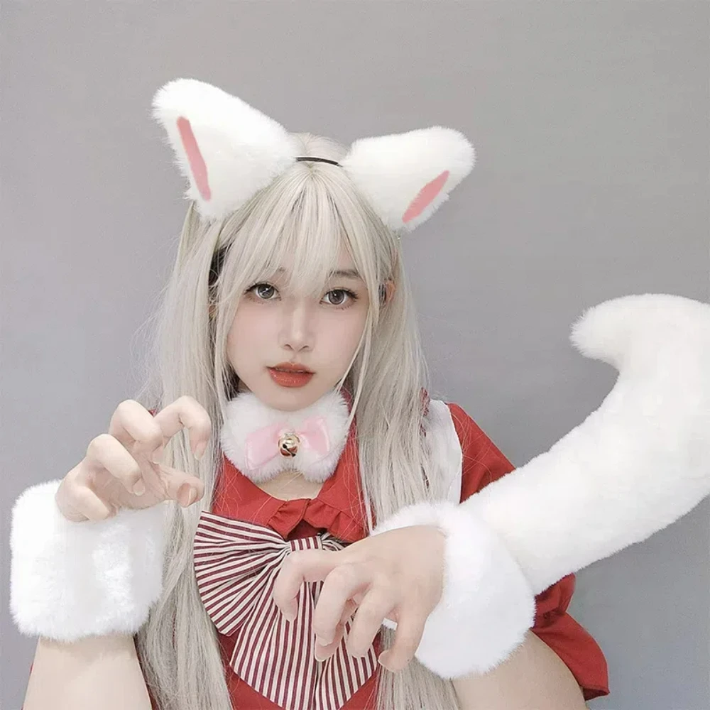 Cosplay Headpiece Lolita Cosplay Cat Ears Headband Anime Dance Party Costume Wolf Fox Ear Plush Hairband Kawaii Hair Accessories for Girls
