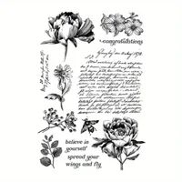 1pc Flower Letter Bird Seal Clear Stamps DIY Handbook Diary Album Scrapbooking Art Label Crafts Aesthetics Decor Rubber Stamps 5