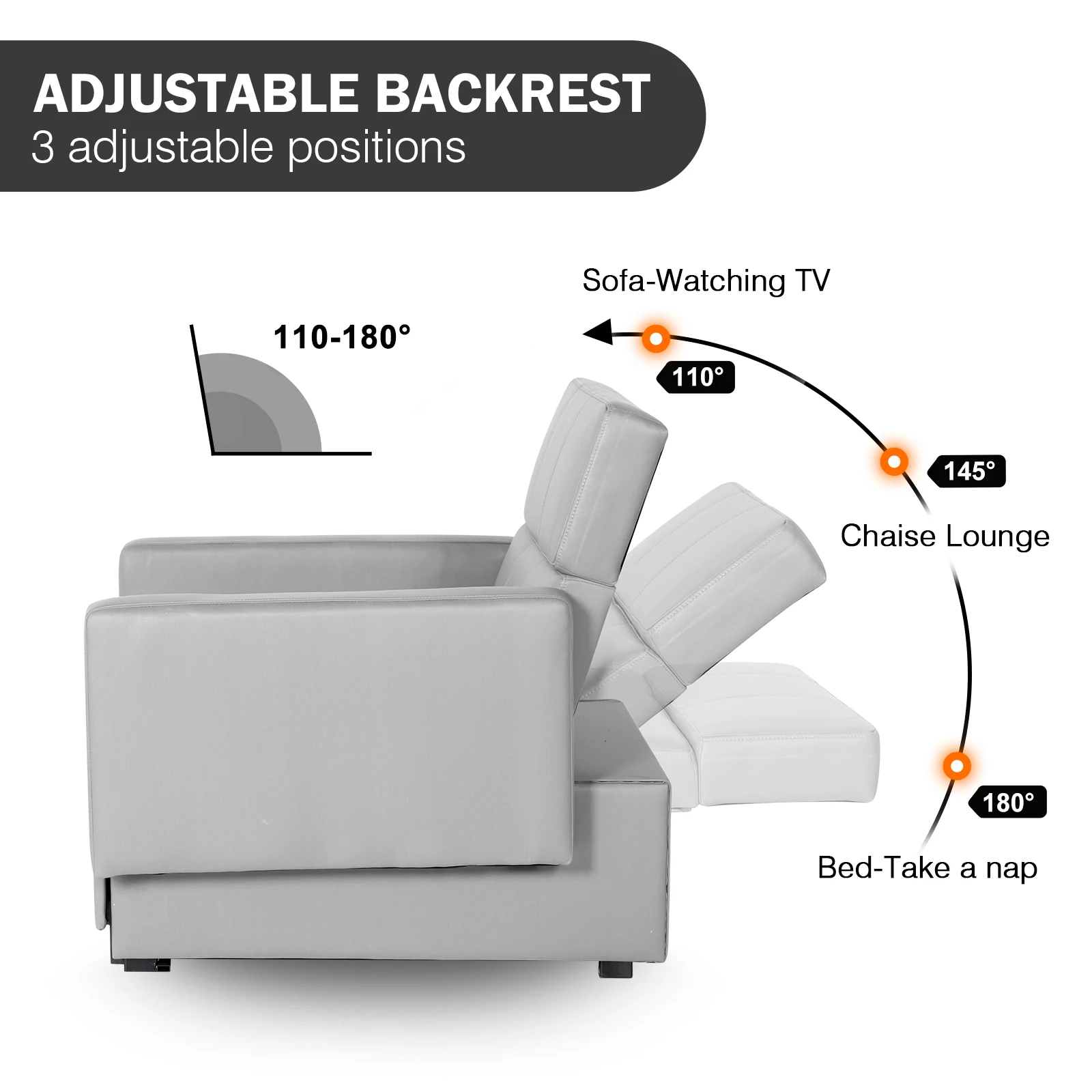 3-in-1 Convertible Sleep Chair Recliner Adjust Backrest Into a Sofa Bed Lounger Chair for Living Room