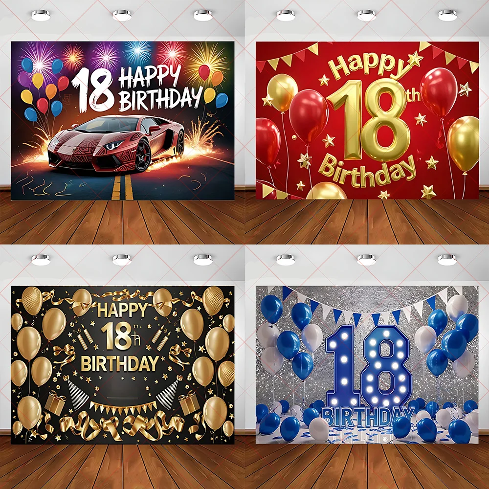 18. Geburtstag Party Dekoration Hintergrund Jungen Mädchen 18 Jahre Geburtstag Bar Mitzvah Ballons Kulisse Fotografie Requisiten