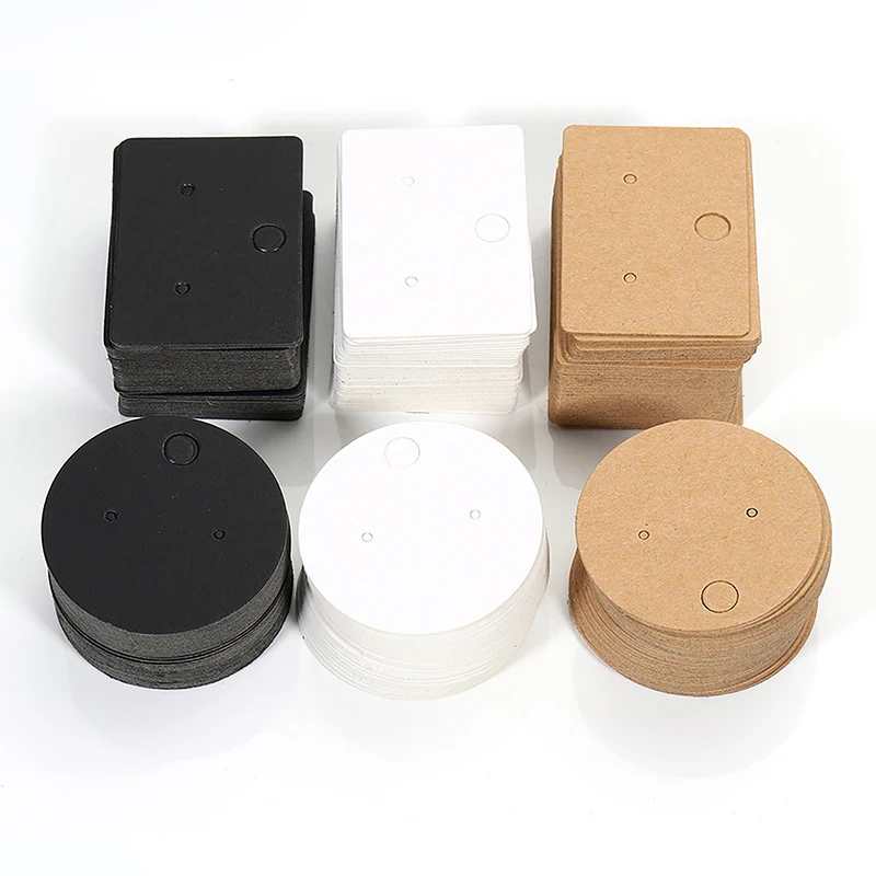 100pcs Round Cardboard Earring Display Cards Blank Kraft Paper Jewelry Hanging Tags For Earring Ear Studs Selling Packaging