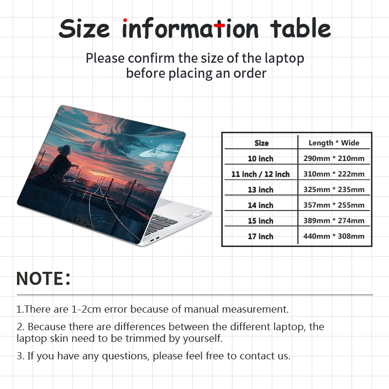DIY Colorful Cover Laptop Skins Vinyl Stickers 13"14"15.6"17.3" Waterproof Sticker for Macbook Pro/Lenovo/Asus/Hp Decorate Decal