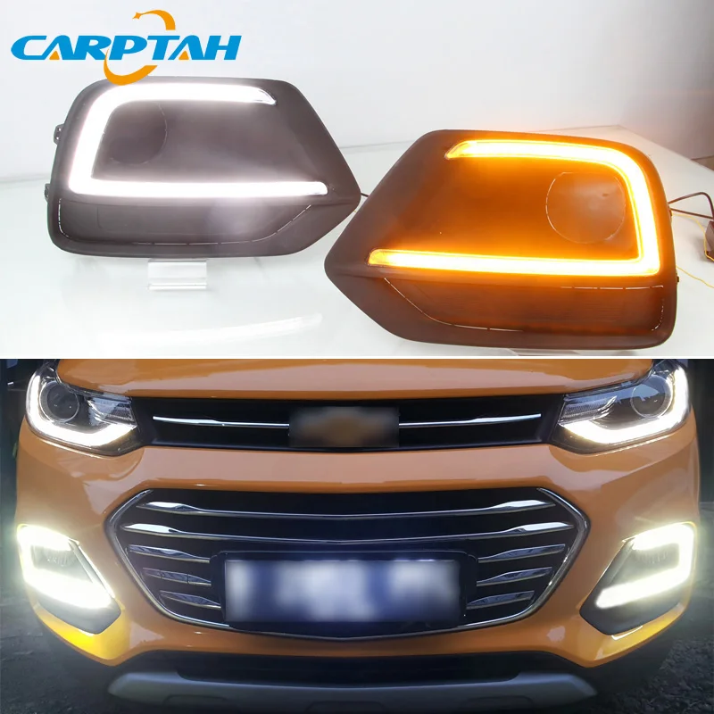 

LED Daytime Running Light For Chevrolet Trax 2017 2018 Waterproof Yellow Turn Signal Indicator Light Fog Lamp LED DRL