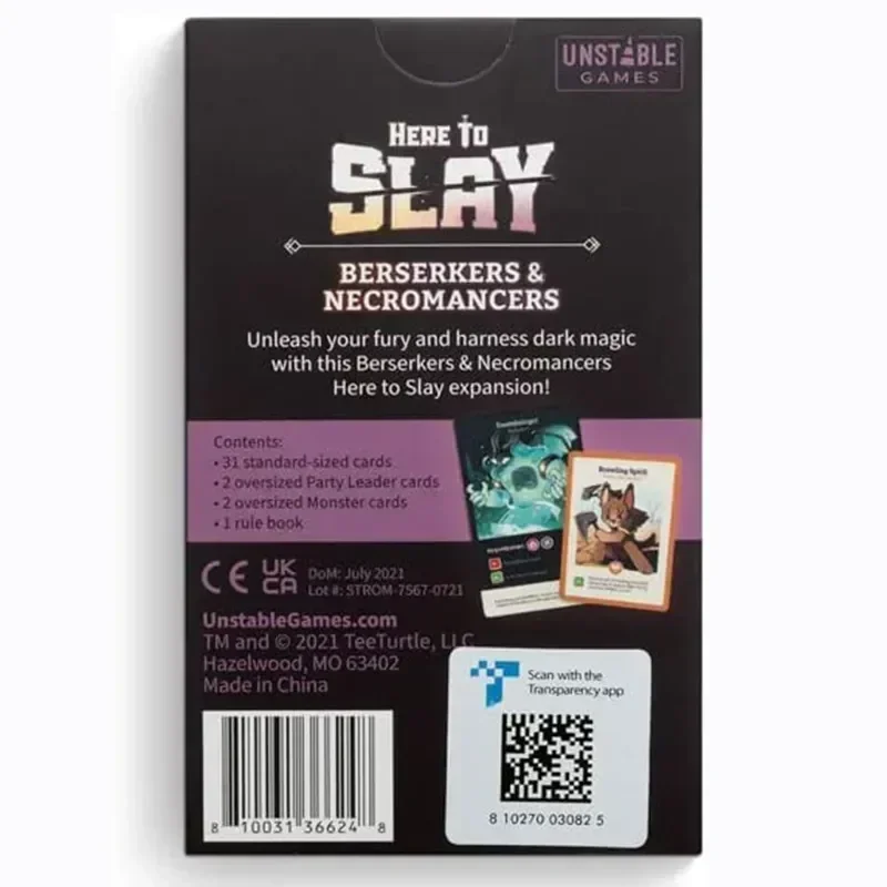 Here to Slay Berserker & Necromancer Expansion Pack-Designed to be Added Your Here Slay Base Game