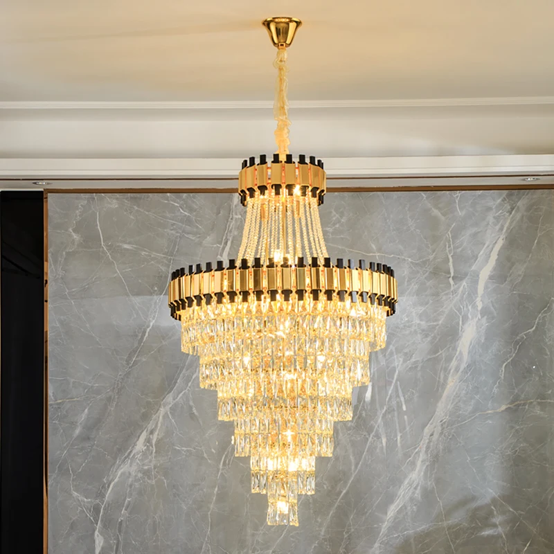

Artistic Loft Crystal Chandelier Luxurious Living Room Chandelier Compound Villa Hall E14 Lamp Project Hotel Large Lamp