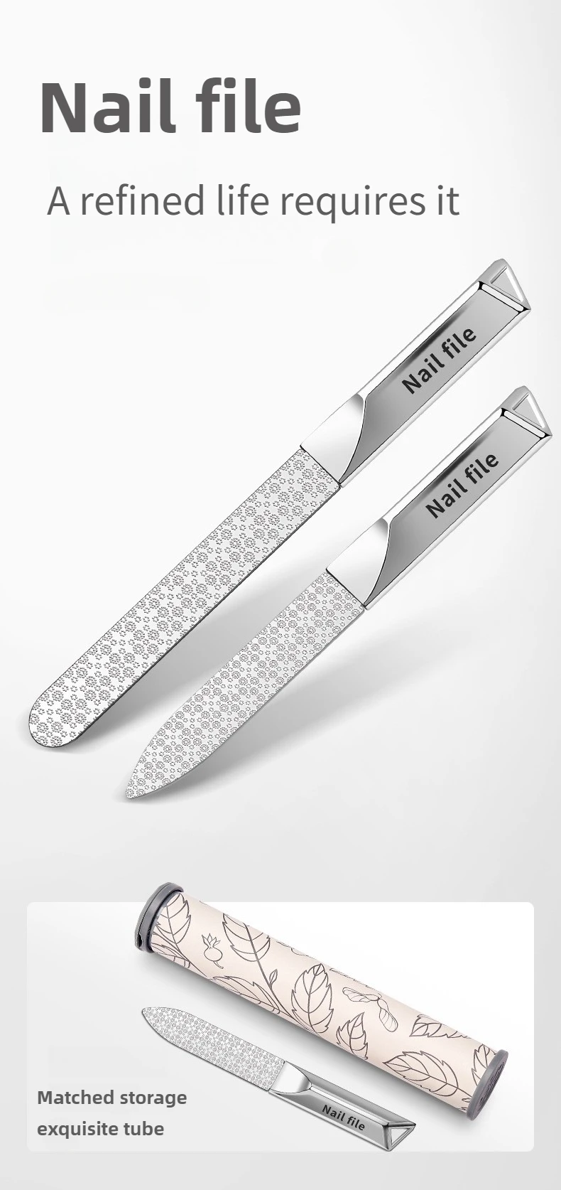 Edelstahl Doppelseitige Nagelfeile Styling Zubehör Nagellackentferner Für Puffer Maniküre Werkzeuge Für Salon Zuhause Und Reisen – Detail 1