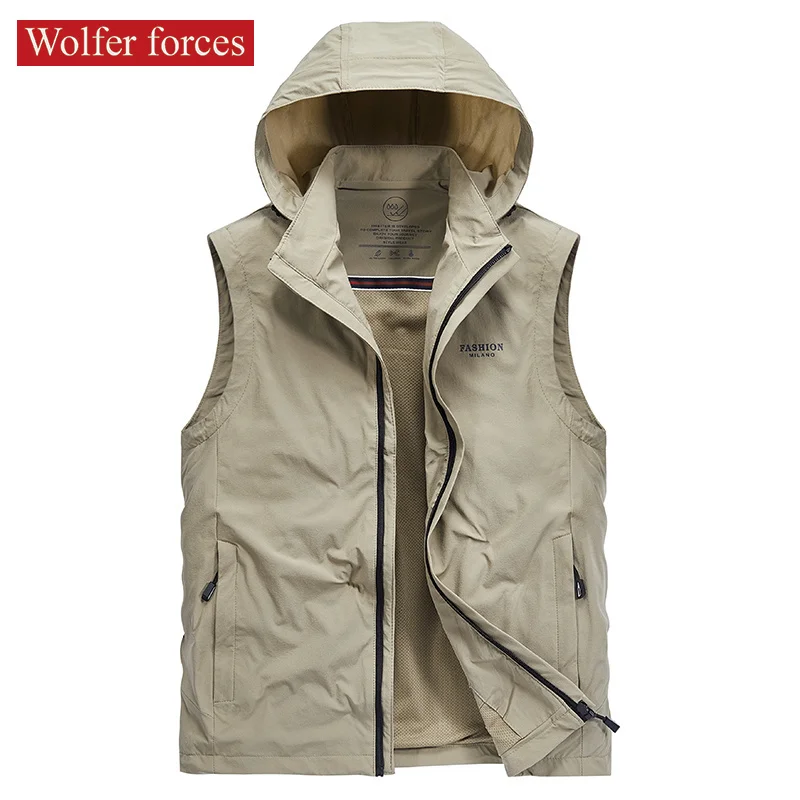 

Быстросохнущий жилет, мужская Тонкая куртка на весну и осень, трендовая спортивная куртка большого размера без рукавов
