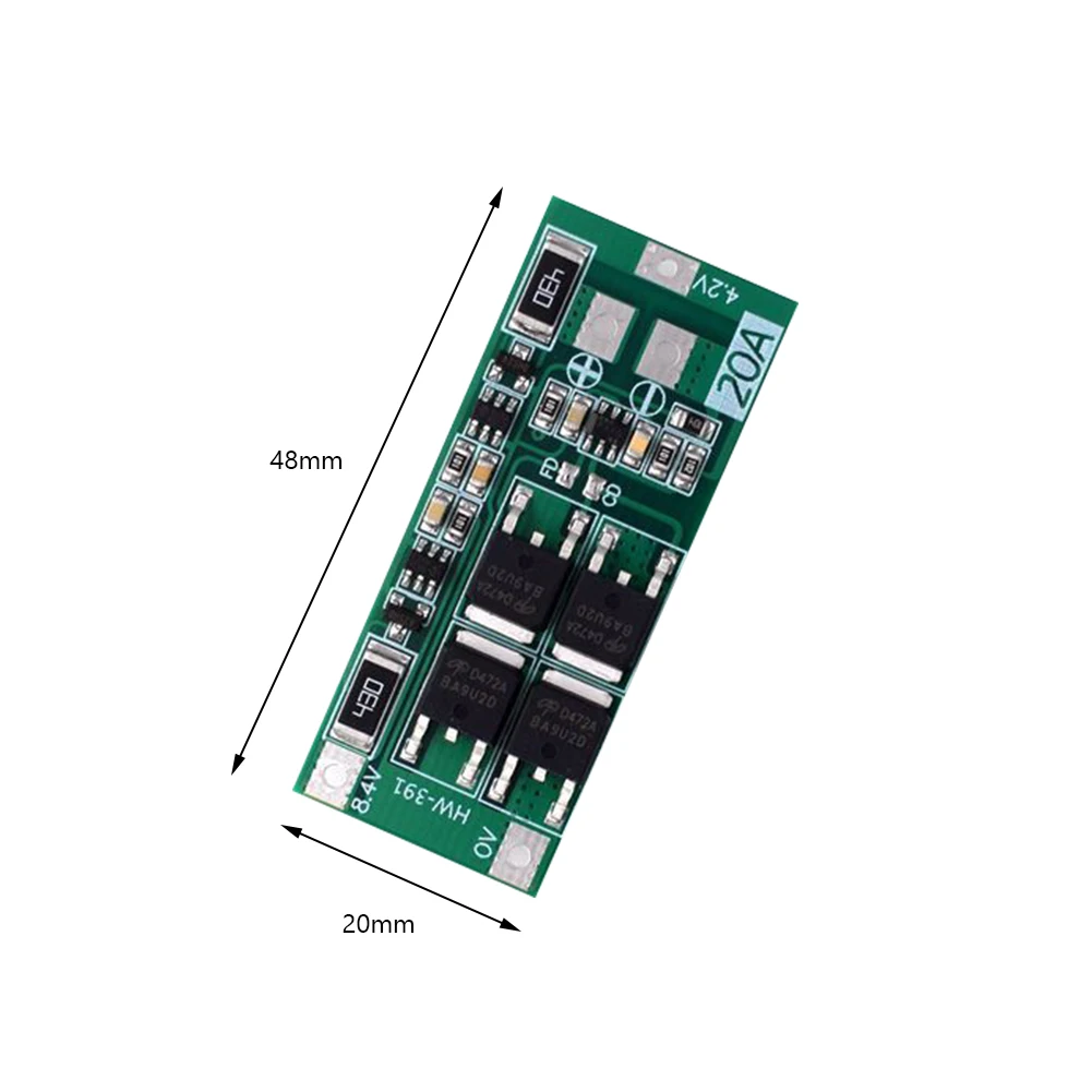 HW-391 2S 20A Lithium Battery Protection Board 18650 BMS Module Balance Lithium Battery Charger PCB Protection Board