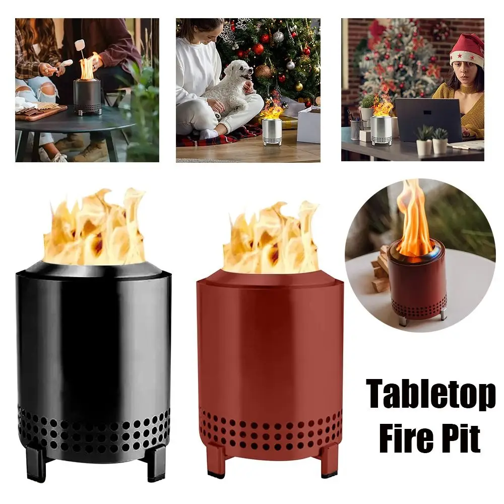 Camping Wood Stove Tabletop Fire Pit with Stand Low Smoke Mini Outdoor