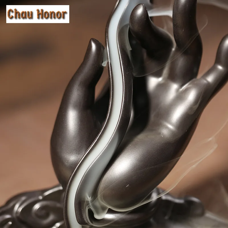 Creative Buddha's Hand Backflow Incense Holder Handmade Mist Smoking Steamers Scented Aromatic Candles Teaware Accessories Craft