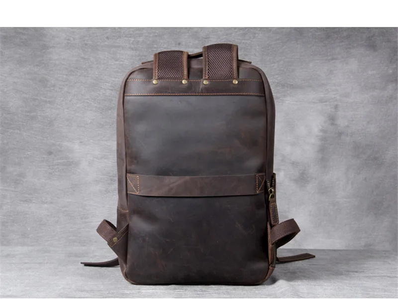 PNDME Vintage Einfache Crazy Horse Rindsleder Echtes Leder männer frauen Rucksack Große Kapazität Laptop Rucksack Reise Büchertaschen – Detail 11
