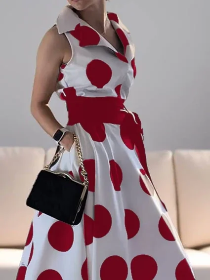 Modigirl 2025 Summer Ladies Polka Dots Elegant Dress Daily X-Line Fit & Flare Shirt Dress for Women Party Evening Prom Dresses Sca3d399eef354cac9699930db9ce685ac
