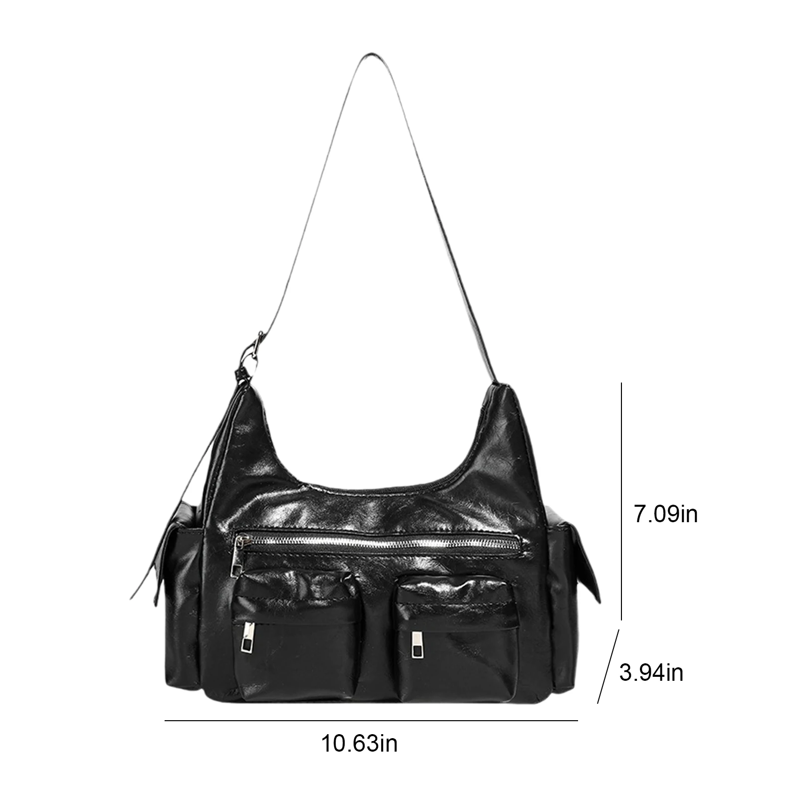 Women Girls PU Leather Underarm Shoulder Tote Bag with Zipper Shoulder Underarm Bag Adjustable Straps for Dating School Shopping