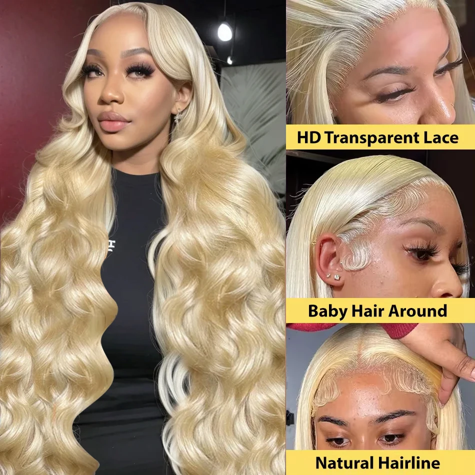250 Density 13x6 HD Lace Front Human Hair Wigs 613 Honey Blonde Color Body Wave 30 40 Inch 13x4 Lace Frontal Wig For Women 2