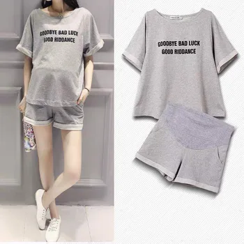 Pajamas Set For Pregnant Women Maternity Sleepwear Nursing Clothes Summer Cotton Breastfeeding Nightwear Home Wear Tops+Shorts