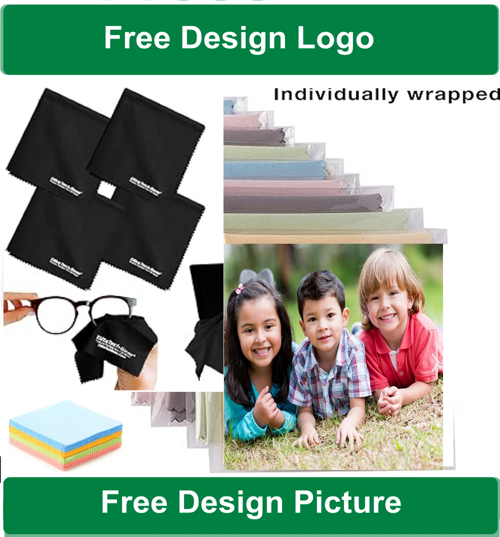 맞춤형 패턴 인쇄 소프트 극세사 유리 클린 천, 안경 쥬얼리 렌즈 청소용, 팩 당 1000 개, 16