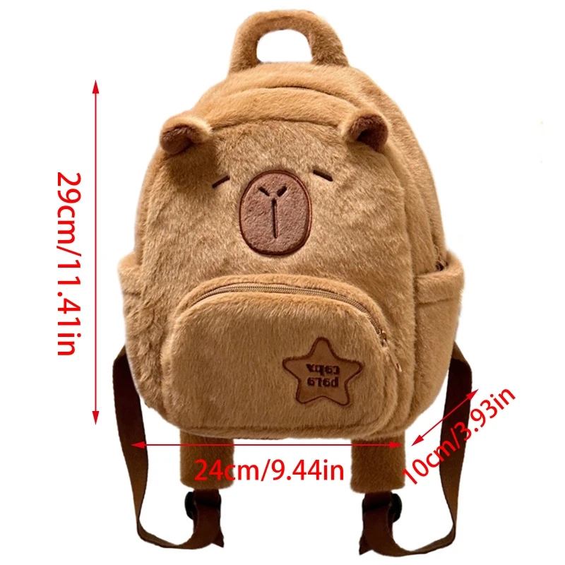 

E74B Women Small Backpacks Girl Capybara Backpacks Knapsacks Bag Plush Dolls Backpacks