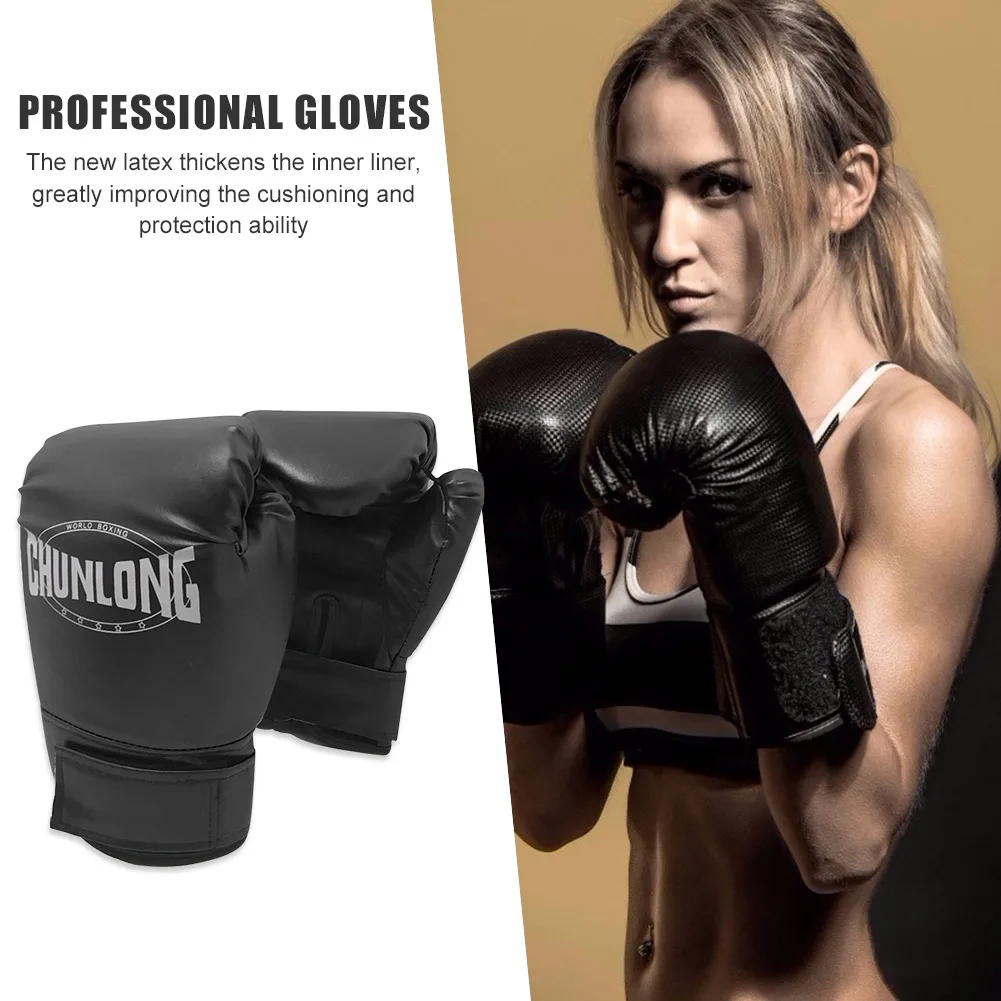 1 Pair Printing Thickened Kick Boxing Gloves Sanda Women Men Training Gloves