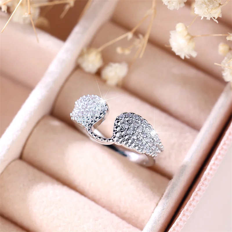 Cute Female White Zircon Stone Trendy Silver Color Engagement Rings For Women Small Wedding Jewelry Gift